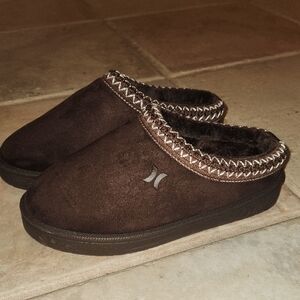 Hurley Chocolate Brown Faux-Suede Slip-On House Shoes